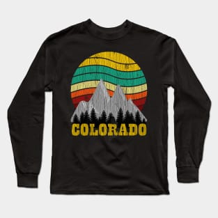 Retro Vintage Colorado Mountain & Sun Long Sleeve T-Shirt